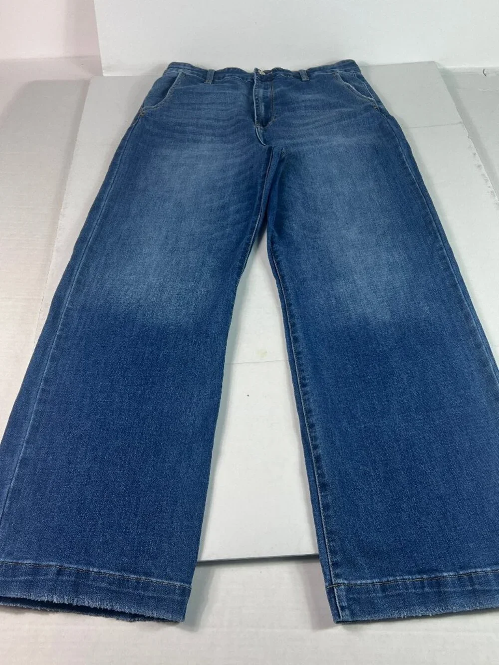 KanCan Jeans Junior's 31x31* Celine High Rise Wide Leg Blue Stretch Denim Tag 13